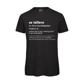 T-shirt-SE-LALLERO-Maglietta-uomo-Dizionario-Romano-cotone-organico-Boostit-nero