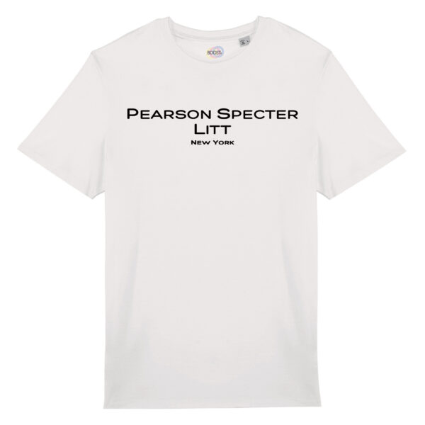 T-shirt-Unisex-Pearson-Specter-Litt-Serie-TV-Suits-cotone-bio-bianco