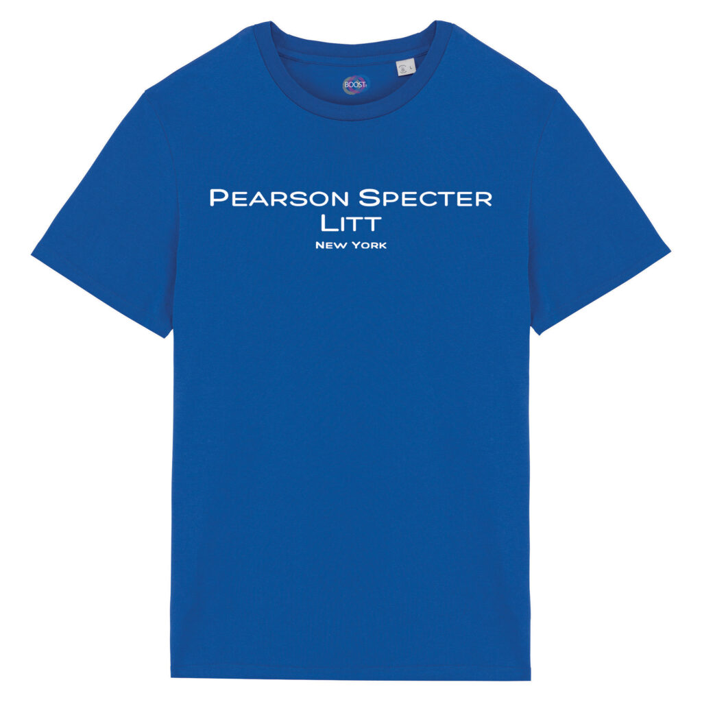 T-shirt-Unisex-Pearson-Specter-Litt-Serie-TV-Suits-cotone-bio-blu
