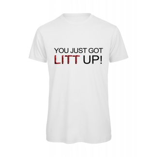 T-shirt-suits-You-just-got-litt-up-uomo-serie-tv-cotone-organico-Boostit-bianco
