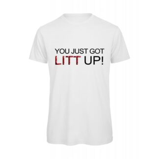 T-shirt-suits-You-just-got-litt-up-uomo-serie-tv-cotone-organico-Boostit-bianco