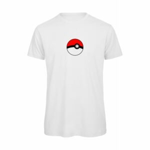 T-shirt-PokeBall-Maglietta-uomo-anime-cartoni-cotone-organico-Boostit-bianco
