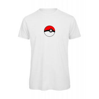 T-shirt-PokeBall-Maglietta-uomo-anime-cartoni-cotone-organico-Boostit-bianco