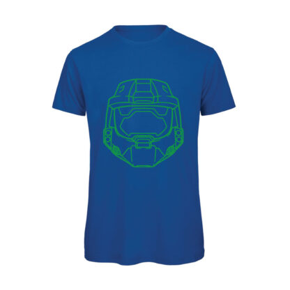 T-shirt-Halo-Helmet-Fronte-Maglietta-uomo-Videogiochi-cotone-organico-Boostit-blu