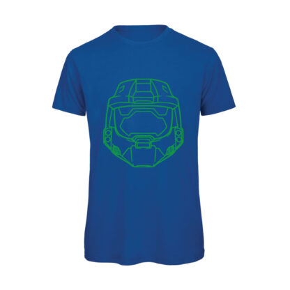 T-shirt-Halo-Helmet-Fronte-Maglietta-uomo-Videogiochi-cotone-organico-Boostit-blu