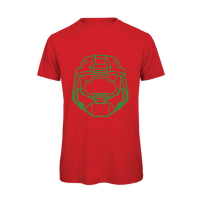 T-shirt-Halo-Helmet-Fronte-Maglietta-uomo-Videogiochi-cotone-organico-Boostit-rosso