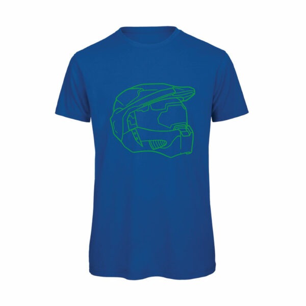 T-shirt-Halo-Helmet-Lato-Maglietta-uomo-Videogiochi-cotone-organico-Boostit-blu