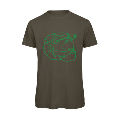 T-shirt-Halo-Helmet-Lato-Maglietta-uomo-Videogiochi-cotone-organico-Boostit-verde
