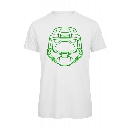 T-shirt-Halo-Helmet-Fronte-Maglietta-uomo-Videogiochi-cotone-organico-Boostit-bianco