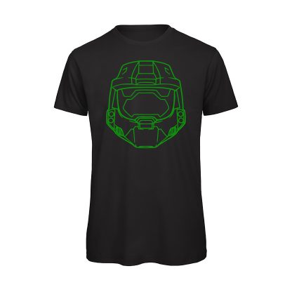 T-shirt-Halo-Helmet-Fronte-Maglietta-uomo-Videogiochi-cotone-organico-Boostit-nero