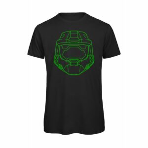 T-shirt-Halo-Helmet-Fronte-Maglietta-uomo-Videogiochi-cotone-organico-Boostit-nero