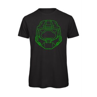 T-shirt-Halo-Helmet-Fronte-Maglietta-uomo-Videogiochi-cotone-organico-Boostit-nero