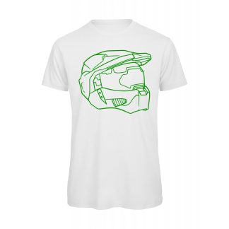 T-shirt-Halo-Helmet-Lato-Maglietta-uomo-Videogiochi-cotone-organico-Boostit-bianco