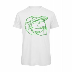 T-shirt-Halo-Helmet-Lato-Maglietta-uomo-Videogiochi-cotone-organico-Boostit-bianco