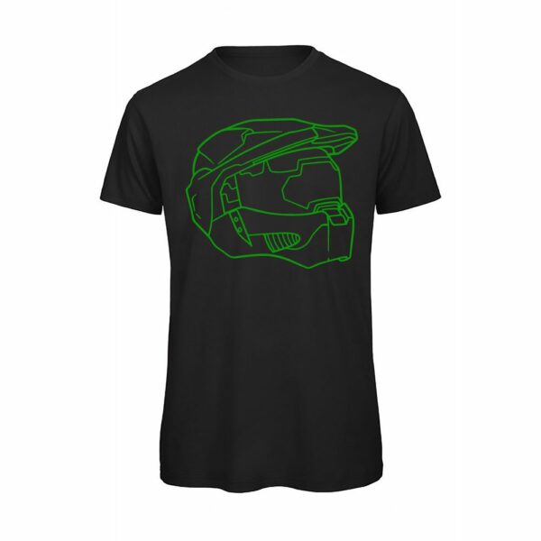 T-shirt-Halo-Helmet-Lato-Maglietta-uomo-Videogiochi-cotone-organico-Boostit-nero