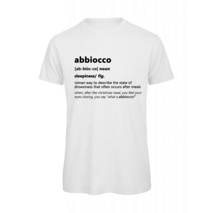 T-shirt-ABBIOCCO-Maglietta-uomo-Dizionario-Romano-cotone-organico-Boostit-bianco