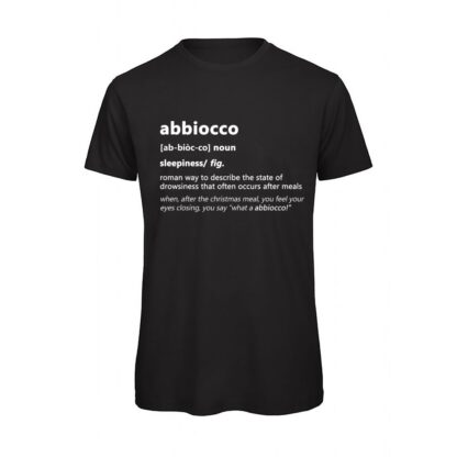 T-shirt-ABBIOCCO-Maglietta-uomo-Dizionario-Romano-cotone-organico-Boostit-nero