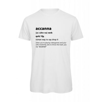 T-shirt-ACCANNA-Maglietta-uomo-Dizionario-Romano-cotone-organico-Boostit-bianco