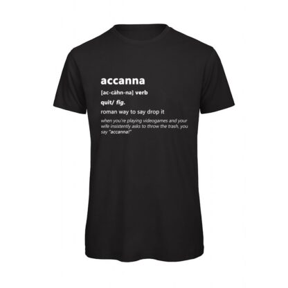 T-shirt-ACCANNA-Maglietta-uomo-Dizionario-Romano-cotone-organico-Boostit-nero