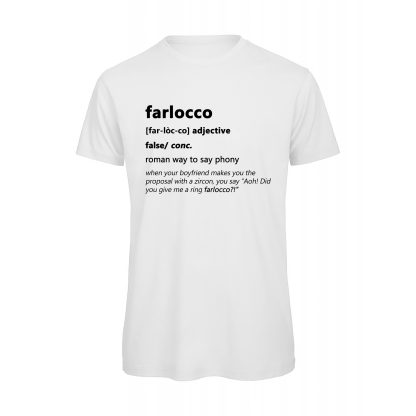 T-shirt-FARLOCCO-Maglietta-uomo-Dizionario-Romano-cotone-organico-Boostit-bianco