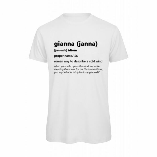 T-shirt-GIANNA-Maglietta-uomo-Dizionario-Romano-cotone-organico-Boostit-bianco