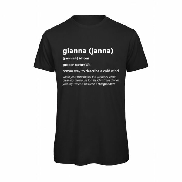 T-shirt-GIANNA-Maglietta-uomo-Dizionario-Romano-cotone-organico-Boostit-nero