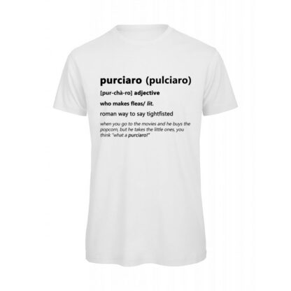 T-shirt-PURCIARO-Maglietta-uomo-Dizionario-Romano-cotone-organico-Boostit-bianco