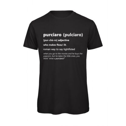 T-shirt-PURCIARO-Maglietta-uomo-Dizionario-Romano-cotone-organico-Boostit-nero