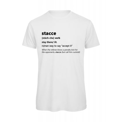 T-shirt-STACCE-Maglietta-uomo-Dizionario-Romano-cotone-organico-Boostit-bianco