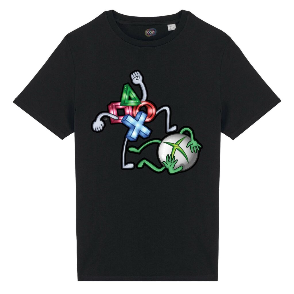 T-shirt-Console-Play-S--cotone-biologico-nero