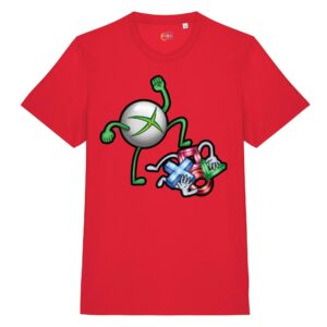 T-shirt-Console-X War-BoX-cotone-biologico-rosso