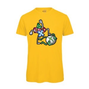 T-shirt-uomo-Videogiochi-Divertente-Console-War-PS-cotone-organico-100%-Giallo