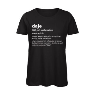 T-shirt-DAJE-Maglietta-donna-Dizionario-Romano-cotone-organico-Boostit-nero