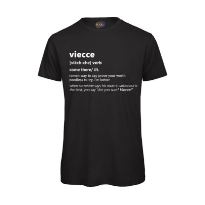 T-shirt-VIECCE-Maglietta-uomo-Dizionario-Romano-cotone-organico-Boostit-nero