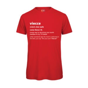 T-shirt-VIECCE-Maglietta-uomo-Dizionario-Romano-cotone-organico-Boostit-rosso