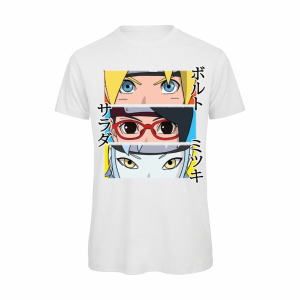 T-shirt-Boruto-Team-7-Anime-cotone-organico-uomo-Bianco-Boostit