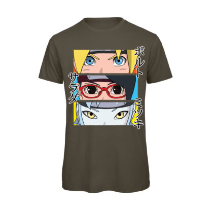 T-shirt-Boruto-Team-7-Anime-cotone-organico-uomo-Verde-Boostit