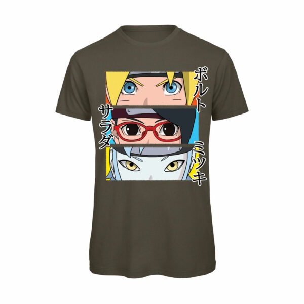 T-shirt-Boruto-Team-7-Anime-cotone-organico-uomo-Verde-Boostit