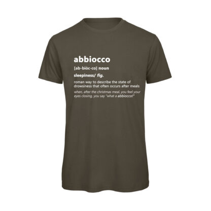 T-shirt-ABBIOCCO-Maglietta-uomo-Dizionario-Romano-cotone-organico-Boostit-verde