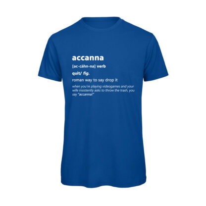 T-shirt-ACCANNA-Maglietta-uomo-Dizionario-Romano-cotone-organico-Boostit-blu