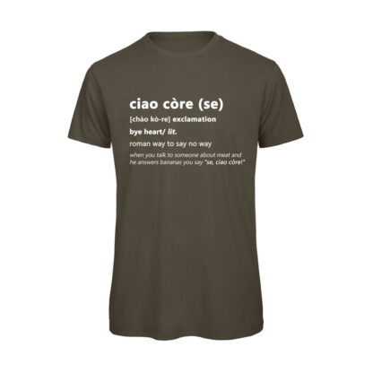 T-shirt-CIAO-CORE-Maglietta-uomo-Dizionario-Romano-cotone-organico-Boostit-verde