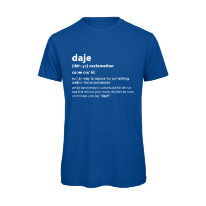 T-shirt-DAJE-Maglietta-uomo-Dizionario-Romano-cotone-organico-Boostit-blu
