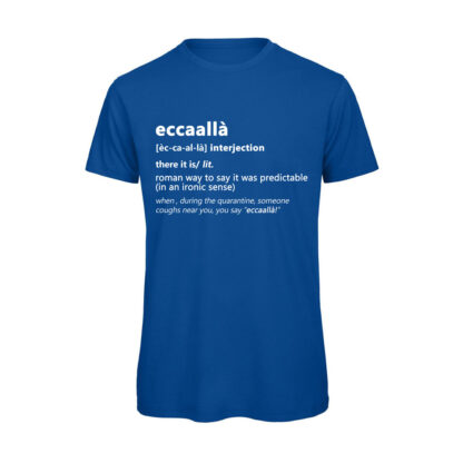 T-shirt-ECCALLA-Maglietta-uomo-Dizionario-Romano-cotone-organico-Boostit-blu