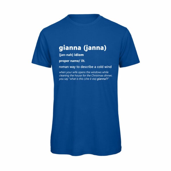 T-shirt-GIANNA-Maglietta-uomo-Dizionario-Romano-cotone-organico-Boostit-blu