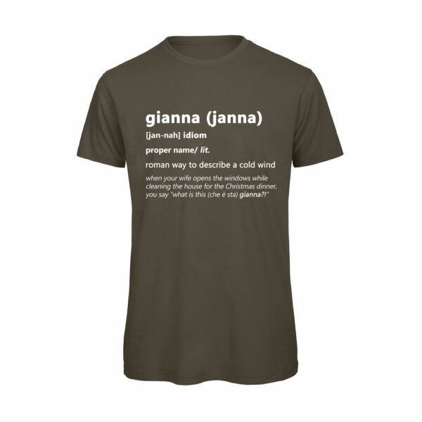 T-shirt-GIANNA-Maglietta-uomo-Dizionario-Romano-cotone-organico-Boostit-verde
