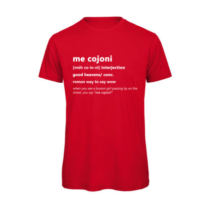 T-shirt-ME-COJONI-Maglietta-uomo-Dizionario-Romano-cotone-organico-Boostit-rosso