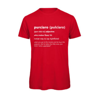 T-shirt-PURCIARO-Maglietta-uomo-Dizionario-Romano-cotone-organico-Boostit-rosso