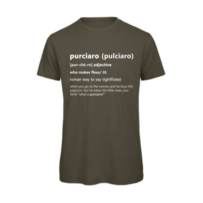 T-shirt-PURCIARO-Maglietta-uomo-Dizionario-Romano-cotone-organico-Boostit-verde