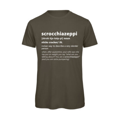 T-shirt-SCROCCHIAZEPPI-Maglietta-uomo-Dizionario-Romano-cotone-organico-Boostit-verde