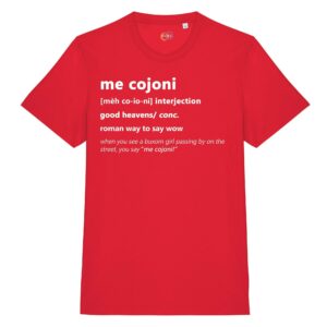 T-shirt-mecojoni-roman-says-cotone-biologico-rosso